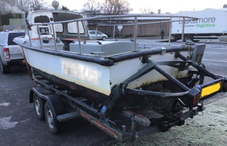 boatbreakers scotland fishing boat collection - boat on the trailer