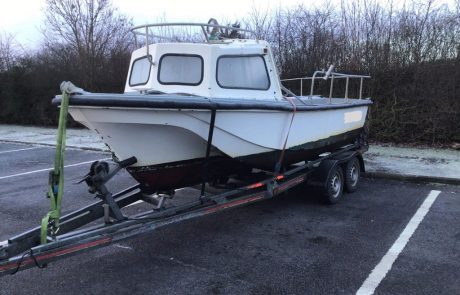 insurance wirte off fishing boat from scotland - on the trailer